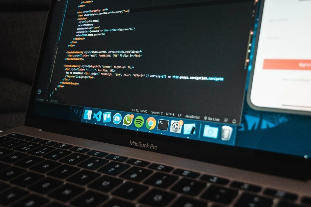 Macbook pro closeup while coding